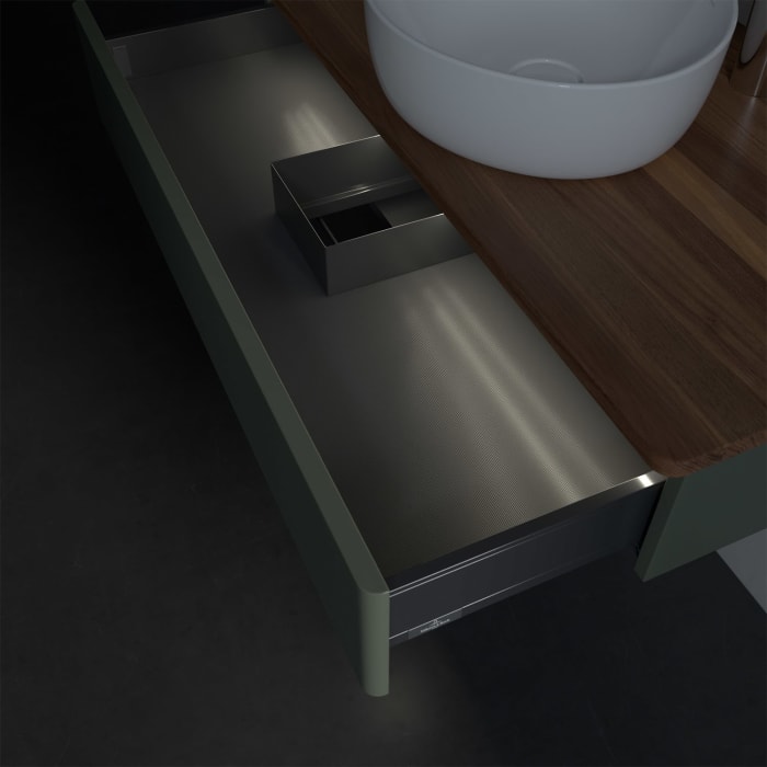 Villeroy & Boch Antao Waschbeckenunterschrank, 100 x 19 cm, 1 Auszug mit LED-Licht, Front ohne Struktur, mit Hahnloch