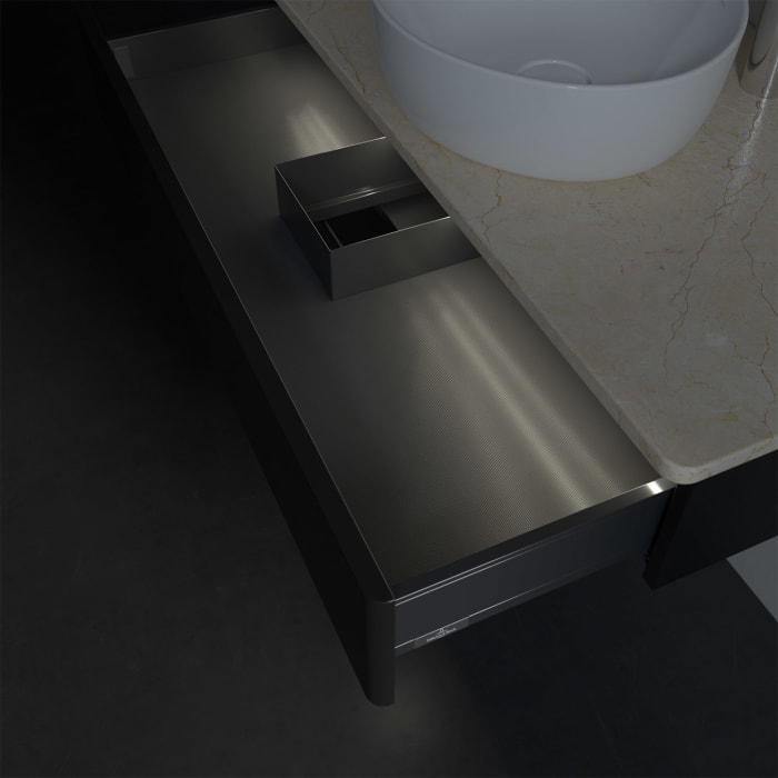 Villeroy & Boch Antao Waschbeckenunterschrank, 100 x 19 cm, 1 Auszug mit LED-Licht, Front ohne Struktur, mit Hahnloch