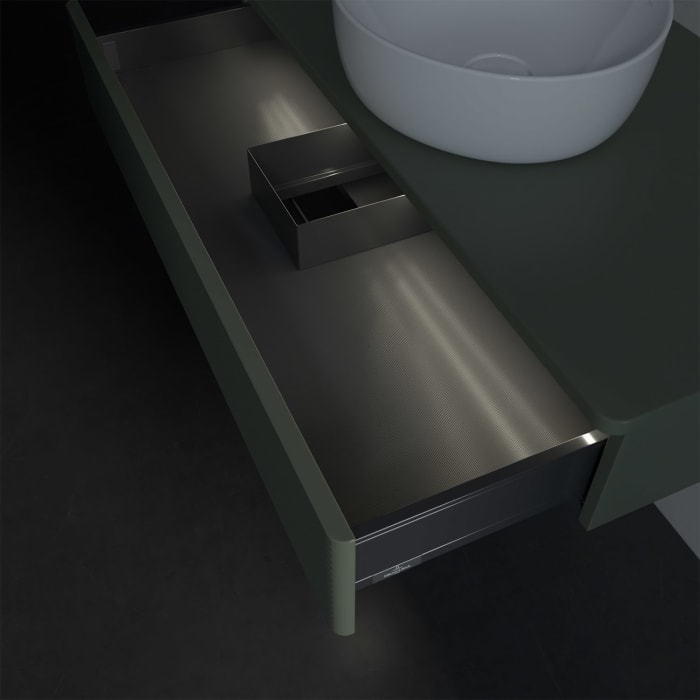 Villeroy & Boch Antao Waschbeckenunterschrank, 100 x 19 cm, 1 Auszug mit LED-Licht, Front mit Struktur, ohne Hahnloch