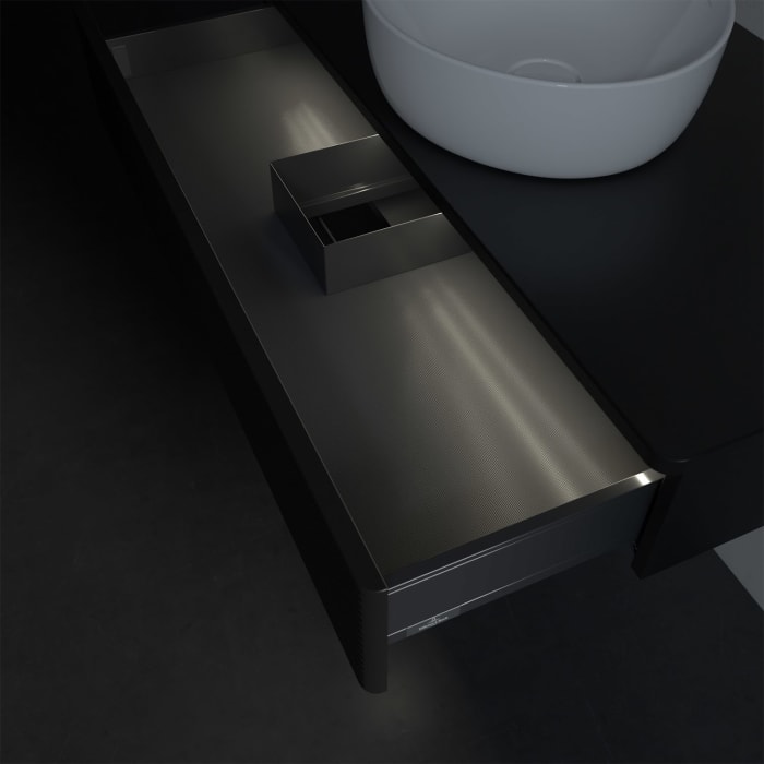Villeroy & Boch Antao Waschbeckenunterschrank, 100 x 19 cm, 1 Auszug mit LED-Licht, Front mit Struktur, ohne Hahnloch