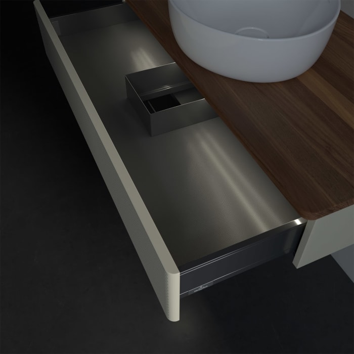 Villeroy & Boch Antao Waschbeckenunterschrank, 100 x 19 cm, 1 Auszug mit LED-Licht, Front mit Struktur, ohne Hahnloch