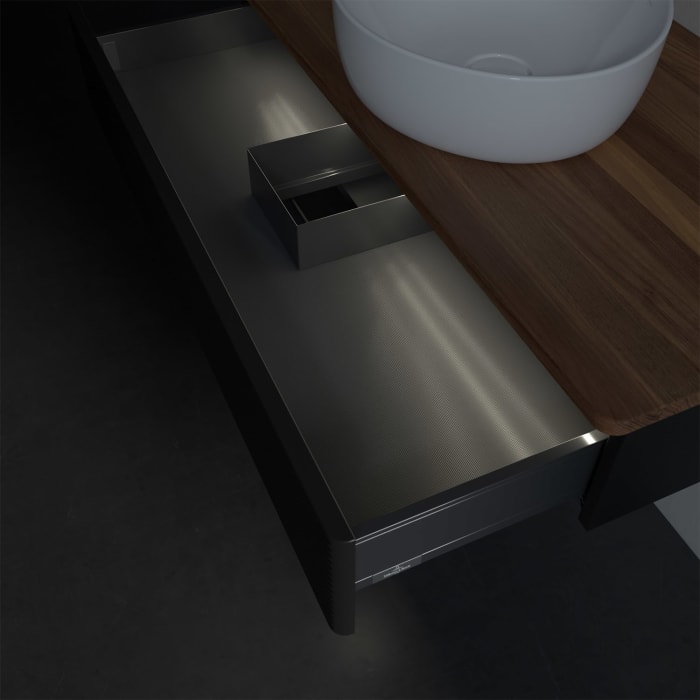 Villeroy & Boch Antao Waschbeckenunterschrank, 100 x 19 cm, 1 Auszug mit LED-Licht, Front mit Struktur, ohne Hahnloch