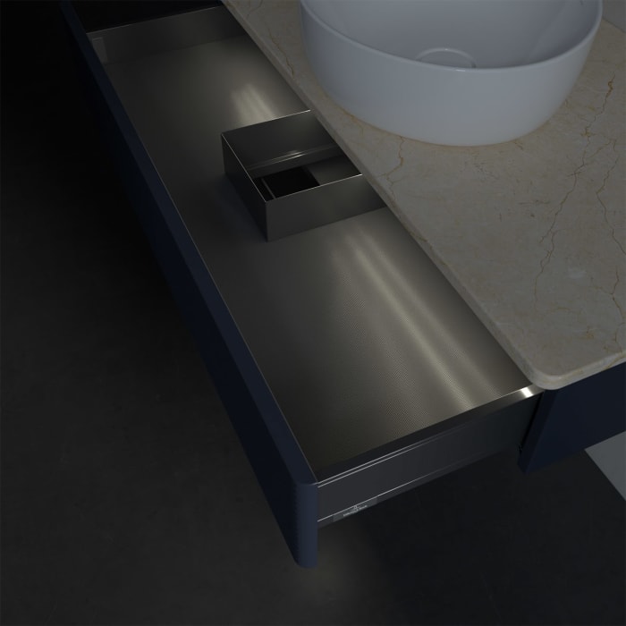 Villeroy & Boch Antao Waschbeckenunterschrank, 100 x 19 cm, 1 Auszug mit LED-Licht, Front mit Struktur, ohne Hahnloch