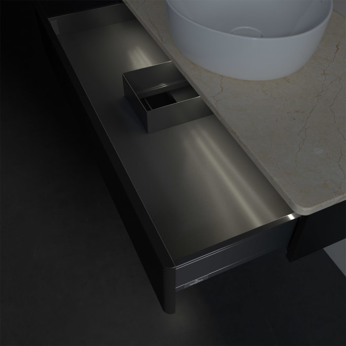 Villeroy & Boch Antao Waschbeckenunterschrank, 100 x 19 cm, 1 Auszug mit LED-Licht, Front mit Struktur, ohne Hahnloch