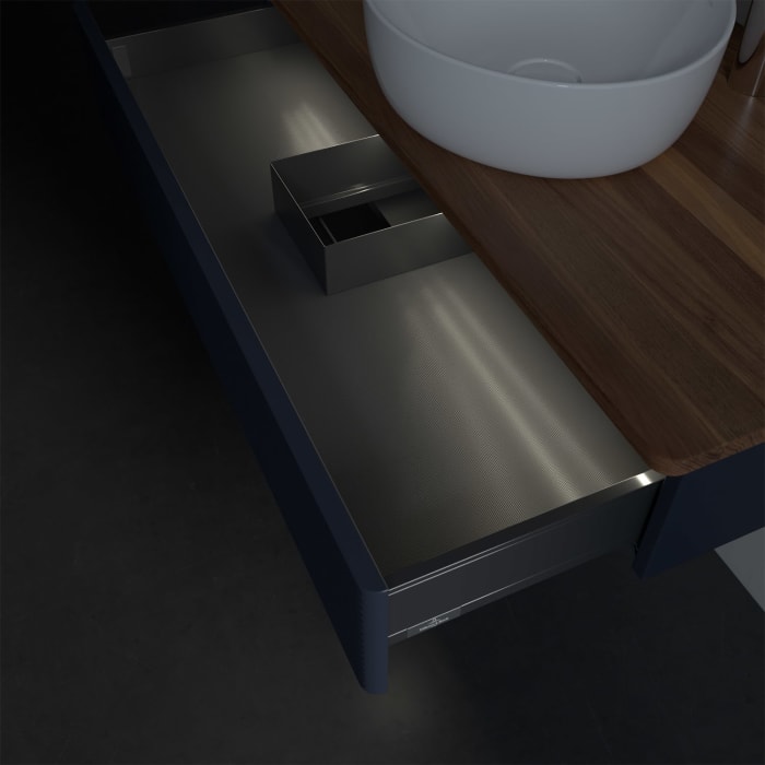 Villeroy & Boch Antao Waschbeckenunterschrank, 100 x 19 cm, 1 Auszug mit LED-Licht, Front mit Struktur, mit Hahnloch