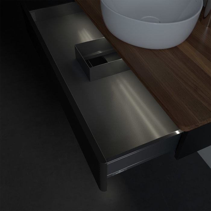 Villeroy & Boch Antao Waschbeckenunterschrank, 100 x 19 cm, 1 Auszug mit LED-Licht, Front mit Struktur, mit Hahnloch