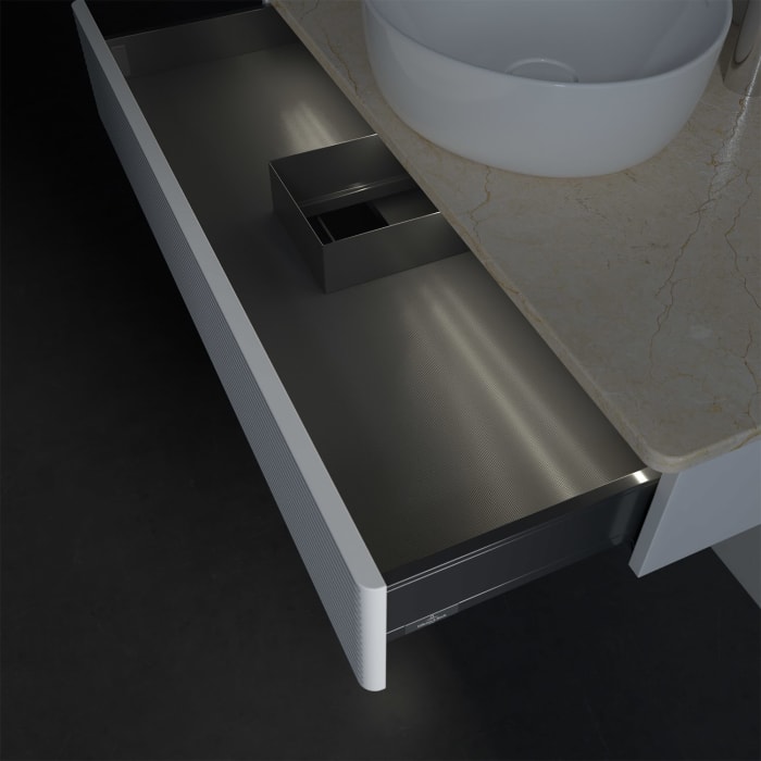 Villeroy & Boch Antao Waschbeckenunterschrank, 100 x 19 cm, 1 Auszug mit LED-Licht, Front mit Struktur, mit Hahnloch