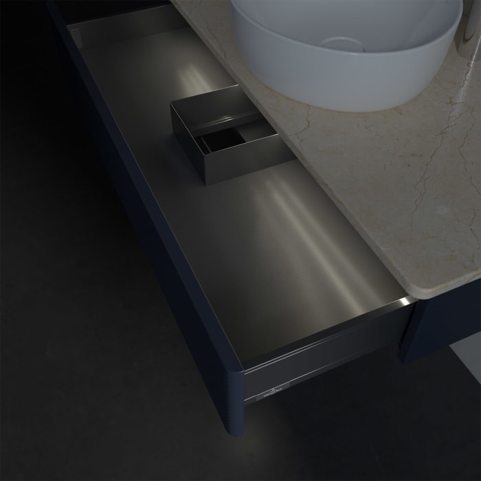 Villeroy & Boch Antao Waschbeckenunterschrank, 100 x 19 cm, 1 Auszug mit LED-Licht, Front mit Struktur, mit Hahnloch