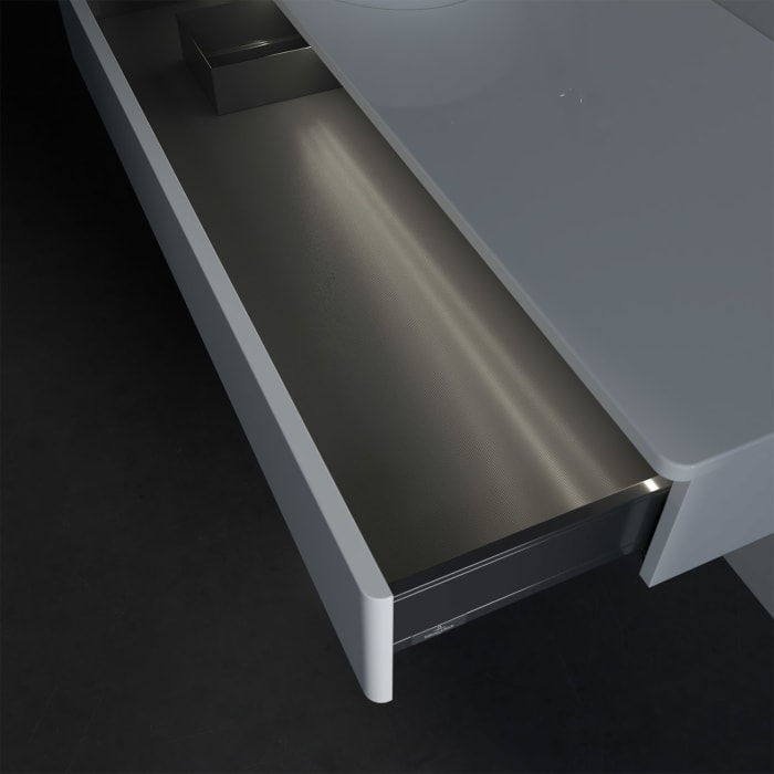 Villeroy & Boch Antao Waschbeckenunterschrank, 120 x 19 cm, 1 Auszug mit LED-Licht, Front ohne Struktur, ohne Hahnloch, für Waschtisch links