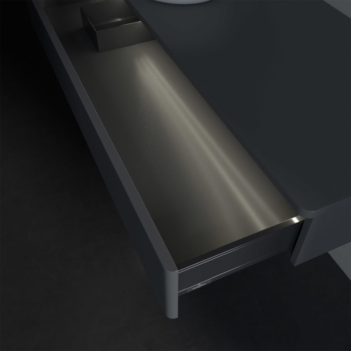 Villeroy & Boch Antao Waschbeckenunterschrank, 120 x 19 cm, 1 Auszug mit LED-Licht, Front ohne Struktur, ohne Hahnloch, für Waschtisch links