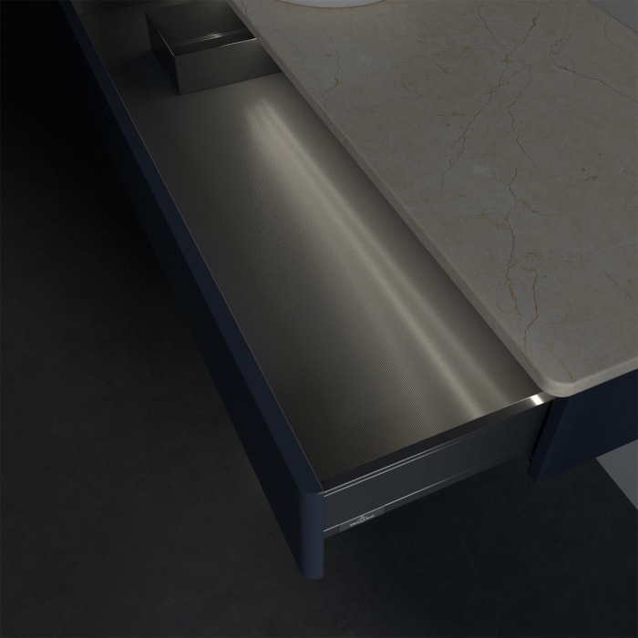 Villeroy & Boch Antao Waschbeckenunterschrank, 120 x 19 cm, 1 Auszug mit LED-Licht, Front ohne Struktur, ohne Hahnloch, für Waschtisch links