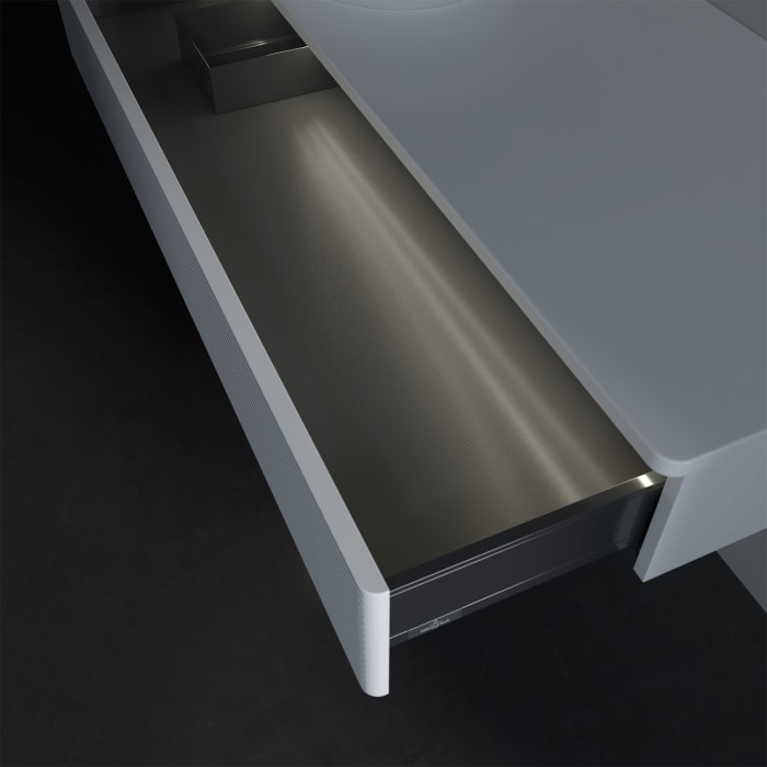 Villeroy & Boch Antao Waschbeckenunterschrank, 120 x 19 cm, 1 Auszug mit LED-Licht, Front mit Struktur, ohne Hahnloch, für Waschtisch links