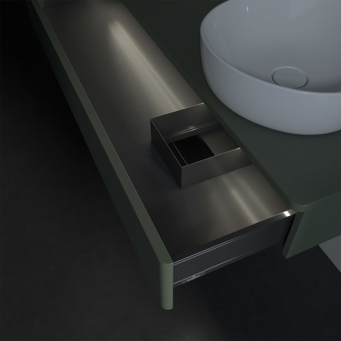 Villeroy & Boch Antao Waschbeckenunterschrank, 120 x 19 cm, 1 Auszug mit LED-Licht, Front ohne Struktur, ohne Hahnloch, für Waschtisch rechts