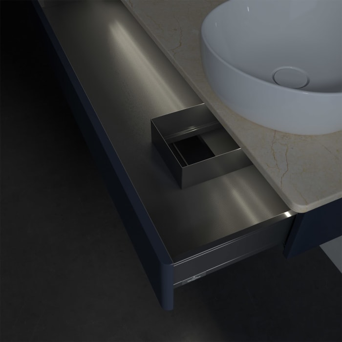 Villeroy & Boch Antao Waschbeckenunterschrank, 120 x 19 cm, 1 Auszug mit LED-Licht, Front ohne Struktur, ohne Hahnloch, für Waschtisch rechts