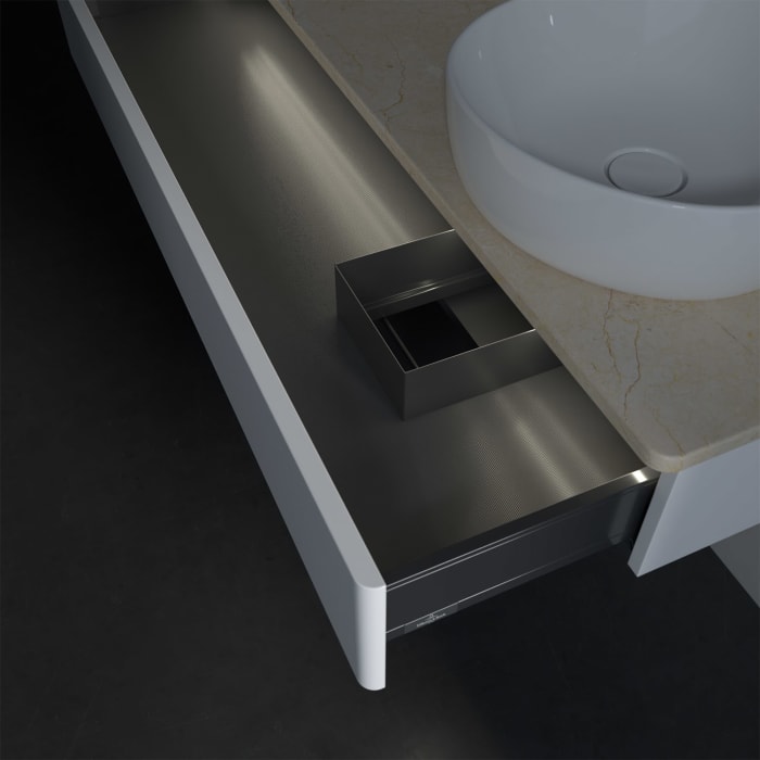 Villeroy & Boch Antao Waschbeckenunterschrank, 120 x 19 cm, 1 Auszug mit LED-Licht, Front ohne Struktur, ohne Hahnloch, für Waschtisch rechts