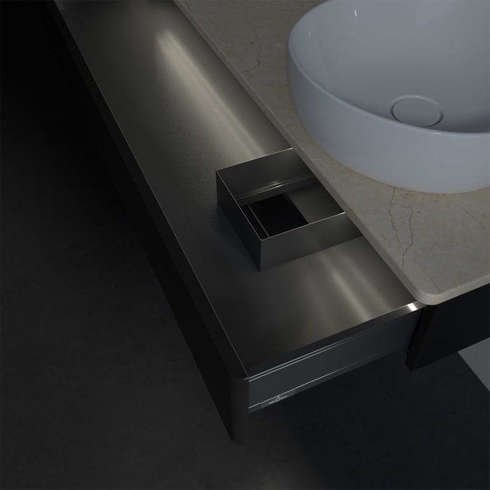 Villeroy & Boch Antao Waschbeckenunterschrank, 120 x 19 cm, 1 Auszug mit LED-Licht, Front ohne Struktur, ohne Hahnloch, für Waschtisch rechts