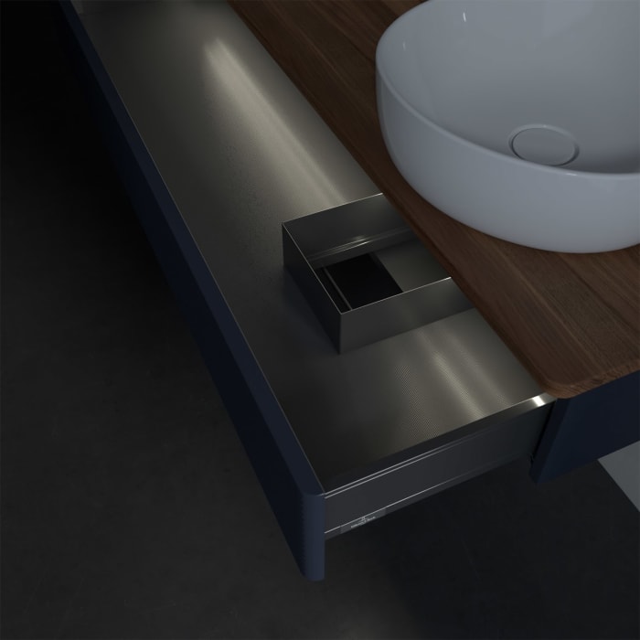 Villeroy & Boch Antao Waschbeckenunterschrank, 120 x 19 cm, 1 Auszug mit LED-Licht, Front mit Struktur, ohne Hahnloch, für Waschtisch rechts