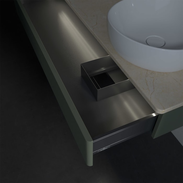 Villeroy & Boch Antao Waschbeckenunterschrank, 120 x 19 cm, 1 Auszug mit LED-Licht, Front mit Struktur, ohne Hahnloch, für Waschtisch rechts