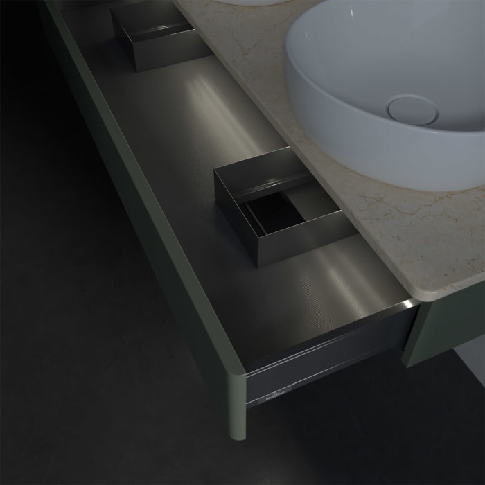 Villeroy & Boch Antao Waschbeckenunterschrank, 120 x 19 cm, 1 Auszug mit LED-Licht, Front ohne Struktur, ohne Hahnloch, für Waschtisch links und recht