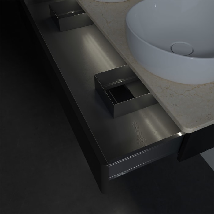 Villeroy & Boch Antao Waschbeckenunterschrank, 120 x 19 cm, 1 Auszug mit LED-Licht, Front ohne Struktur, ohne Hahnloch, für Waschtisch links und recht