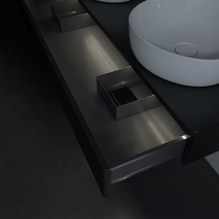 Villeroy & Boch Antao Waschbeckenunterschrank, 120 x 19 cm, 1 Auszug mit LED-Licht, Front mit Struktur, ohne Hahnloch, für Waschtisch links und rechts