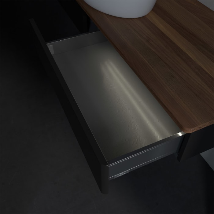 Villeroy & Boch Antao Waschbeckenunterschrank, 160 x 19 cm, 2 Auszüge mit LED-Licht, Front ohne Struktur, ohne Hahnloch, für Waschtisch mittig