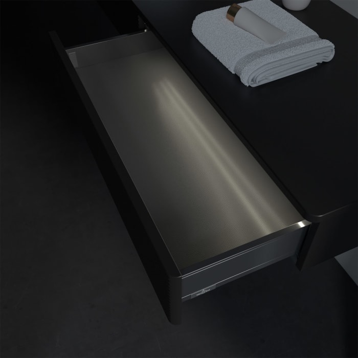 Villeroy & Boch Antao Waschbeckenunterschrank, 160 x 19 cm, 2 Auszüge mit LED-Licht, Front mit Struktur, ohne Hahnloch, für Waschtisch links