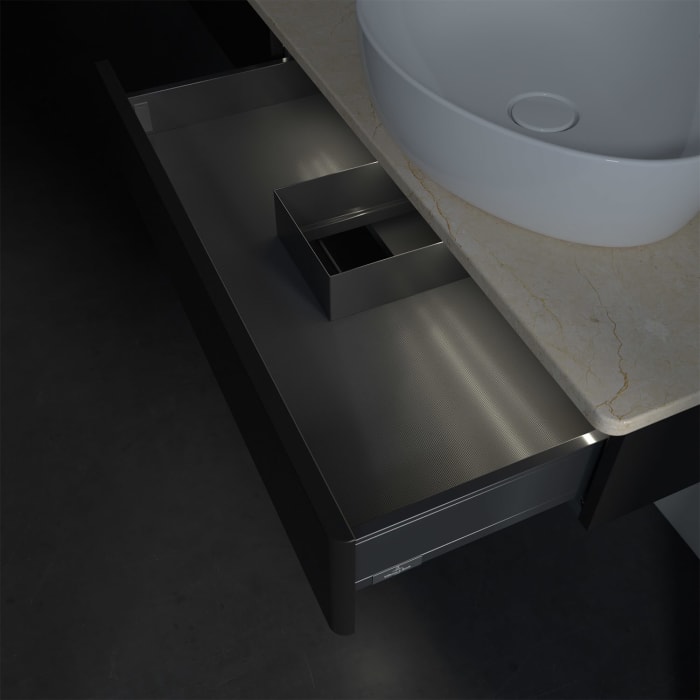 Villeroy & Boch Antao Waschbeckenunterschrank, 160 x 19 cm, 2 Auszüge mit LED-Licht, Front ohne Struktur, ohne Hahnloch, für Waschtisch rechts