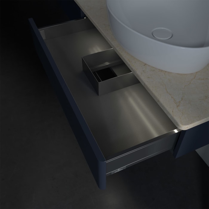 Villeroy & Boch Antao Waschbeckenunterschrank, 160 x 19 cm, 2 Auszüge mit LED-Licht, Front ohne Struktur, ohne Hahnloch, für Waschtisch links und rech