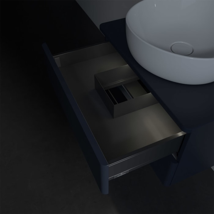 Villeroy & Boch Antao Waschbeckenunterschrank, 60 x 36 cm, 2 Auszüge mit LED-Licht, Front ohne Struktur, ohne Hahnloch