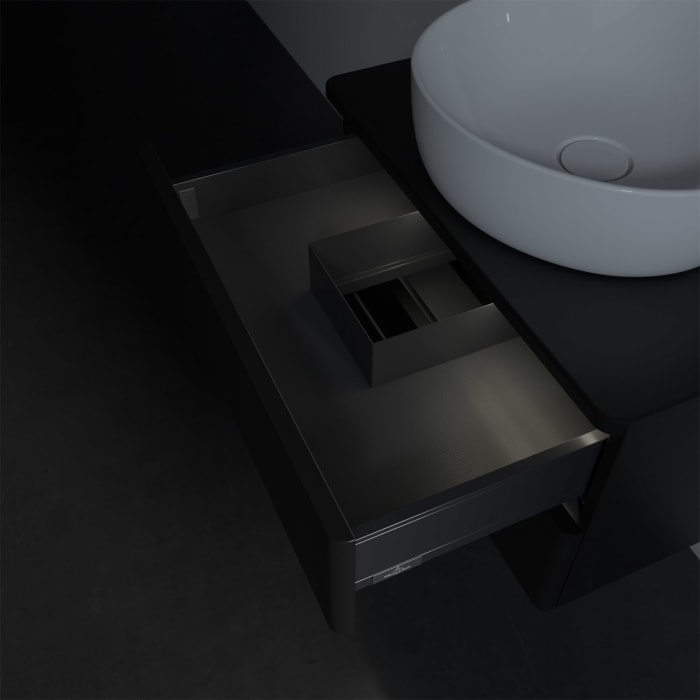 Villeroy & Boch Antao Waschbeckenunterschrank, 60 x 36 cm, 2 Auszüge mit LED-Licht, Front ohne Struktur, ohne Hahnloch