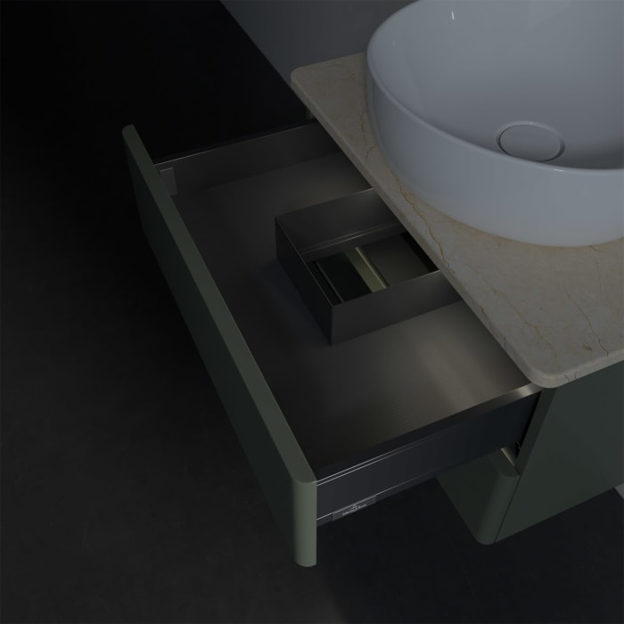 Villeroy & Boch Antao Waschbeckenunterschrank, 60 x 36 cm, 2 Auszüge mit LED-Licht, Front ohne Struktur, ohne Hahnloch