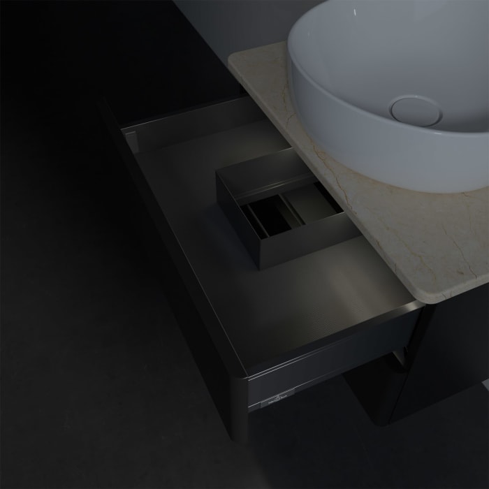 Villeroy & Boch Antao Waschbeckenunterschrank, 60 x 36 cm, 2 Auszüge mit LED-Licht, Front ohne Struktur, ohne Hahnloch