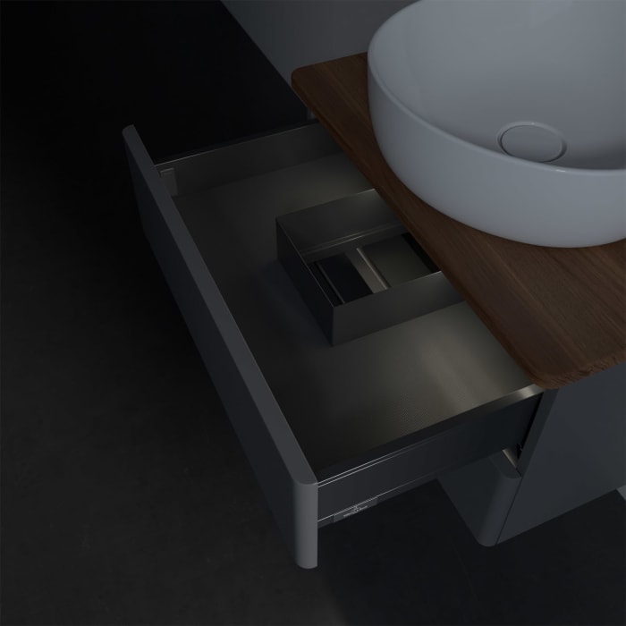 Villeroy & Boch Antao Waschbeckenunterschrank, 60 x 36 cm, 2 Auszüge mit LED-Licht, Front ohne Struktur, mit Hahnloch