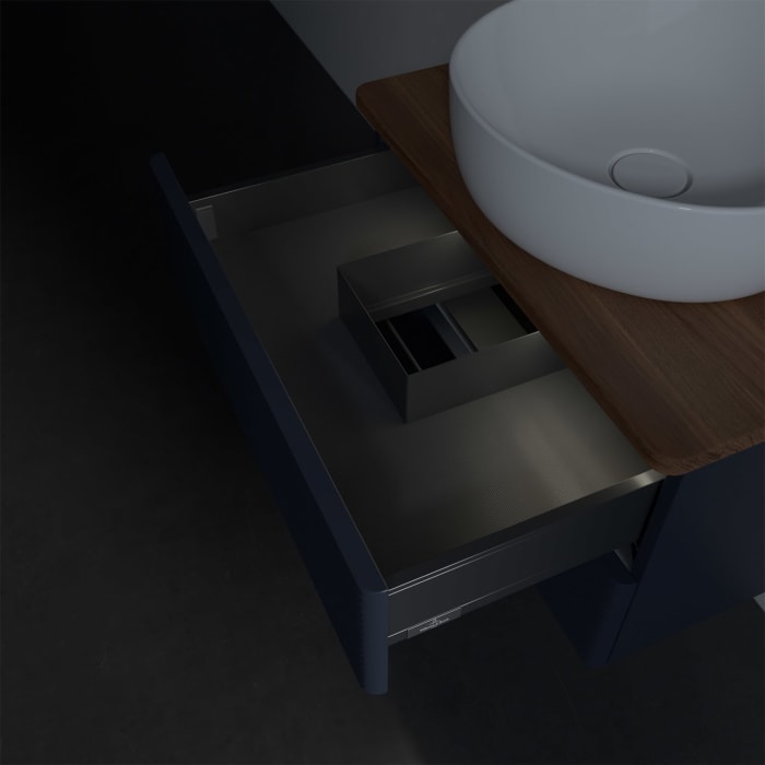 Villeroy & Boch Antao Waschbeckenunterschrank, 60 x 36 cm, 2 Auszüge mit LED-Licht, Front mit Struktur, mit Hahnloch