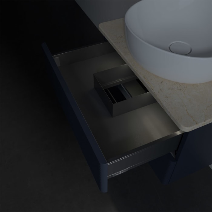 Villeroy & Boch Antao Waschbeckenunterschrank, 60 x 36 cm, 2 Auszüge mit LED-Licht, Front mit Struktur, mit Hahnloch