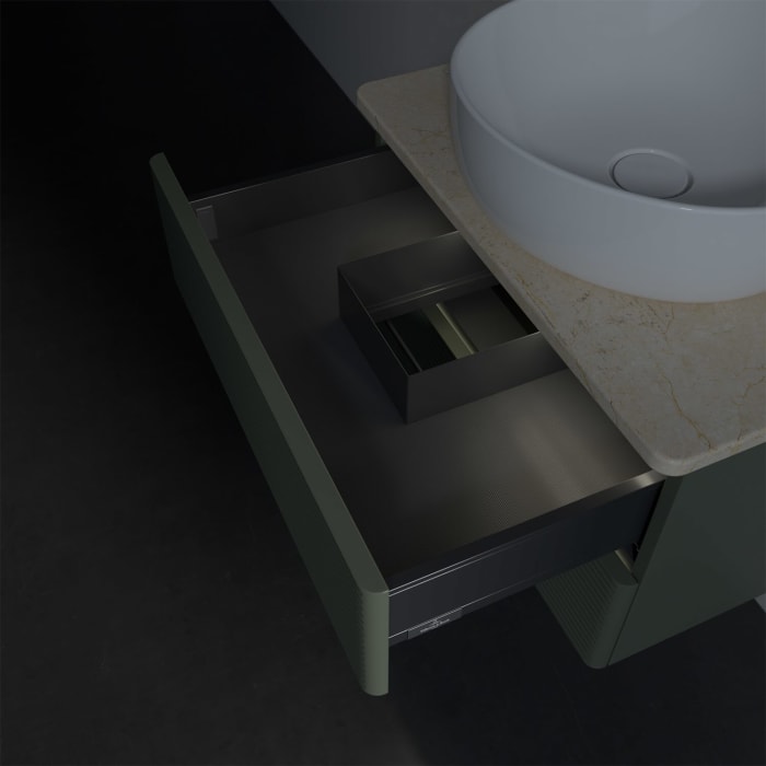 Villeroy & Boch Antao Waschbeckenunterschrank, 60 x 36 cm, 2 Auszüge mit LED-Licht, Front mit Struktur, mit Hahnloch