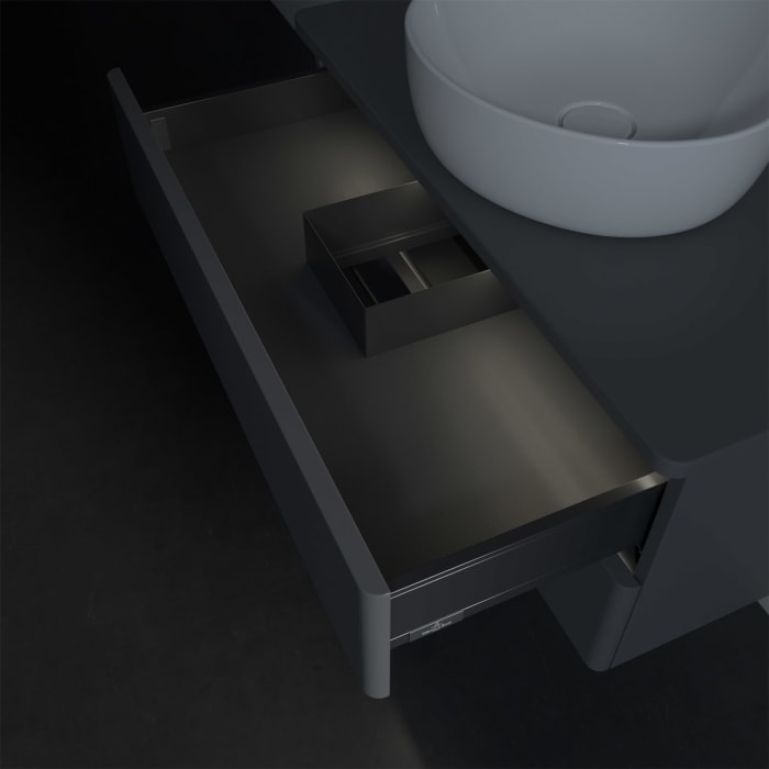 Villeroy & Boch Antao Waschbeckenunterschrank, 80 x 36 cm, 2 Auszüge mit LED-Licht, Front ohne Struktur, ohne Hahnloch