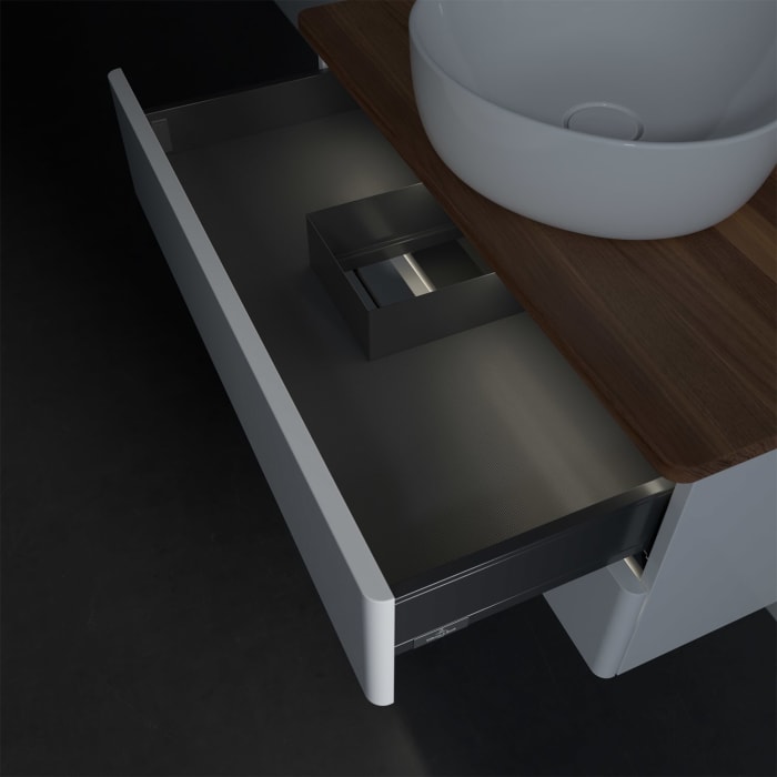 Villeroy & Boch Antao Waschbeckenunterschrank, 80 x 36 cm, 2 Auszüge mit LED-Licht, Front ohne Struktur, ohne Hahnloch