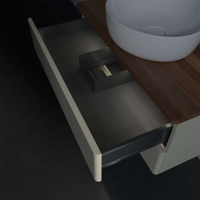 Villeroy & Boch Antao Waschbeckenunterschrank, 80 x 36 cm, 2 Auszüge mit LED-Licht, Front ohne Struktur, ohne Hahnloch