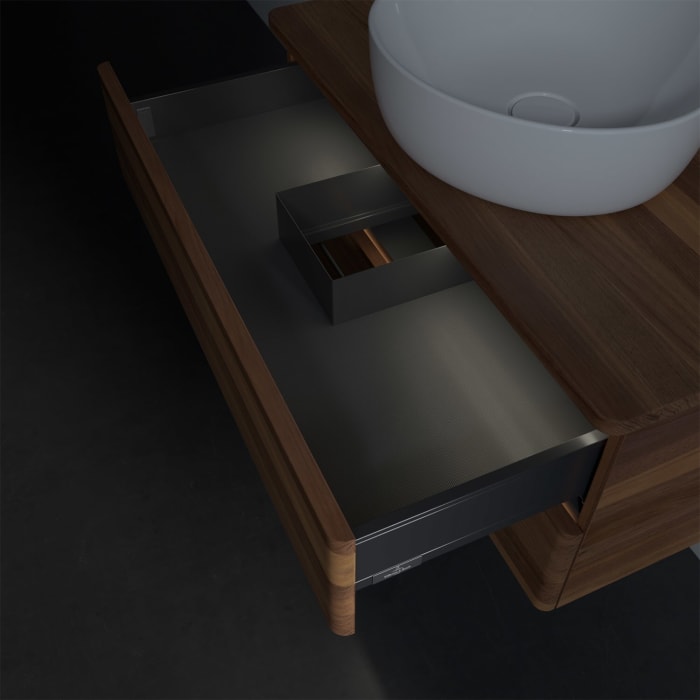 Villeroy & Boch Antao Waschbeckenunterschrank, 80 x 36 cm, 2 Auszüge mit LED-Licht, Front ohne Struktur, ohne Hahnloch