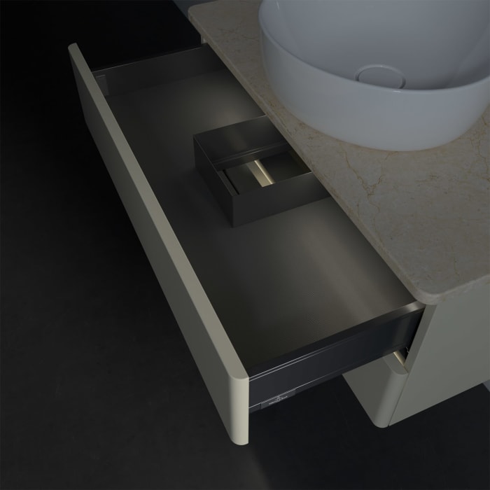 Villeroy & Boch Antao Waschbeckenunterschrank, 80 x 36 cm, 2 Auszüge mit LED-Licht, Front ohne Struktur, ohne Hahnloch