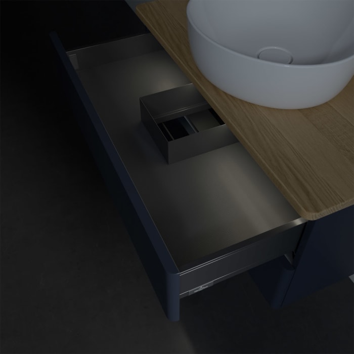 Villeroy & Boch Antao Waschbeckenunterschrank, 80 x 36 cm, 2 Auszüge mit LED-Licht, Front ohne Struktur, mit Hahnloch