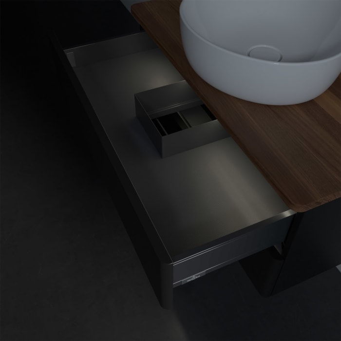 Villeroy & Boch Antao Waschbeckenunterschrank, 80 x 36 cm, 2 Auszüge mit LED-Licht, Front ohne Struktur, mit Hahnloch