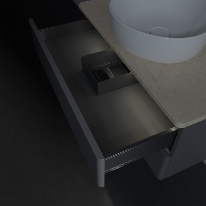 Villeroy & Boch Antao Waschbeckenunterschrank, 80 x 36 cm, 2 Auszüge mit LED-Licht, Front ohne Struktur, mit Hahnloch