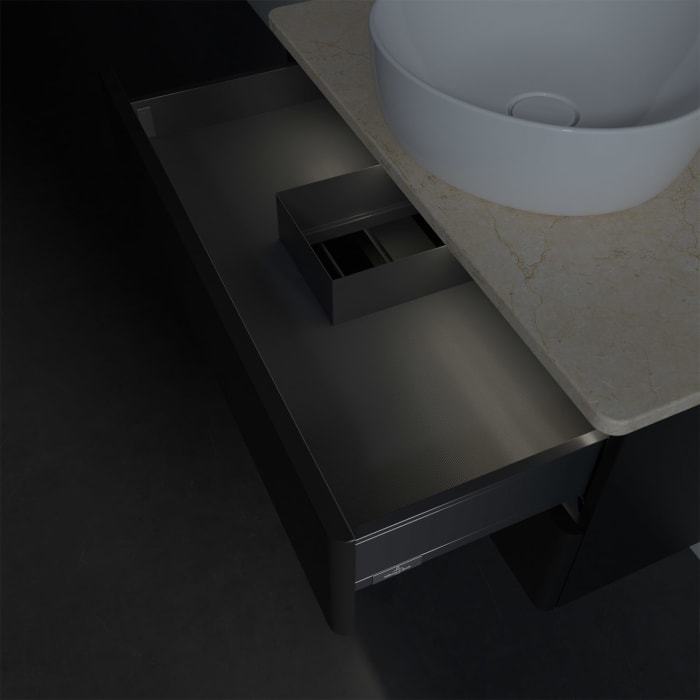 Villeroy & Boch Antao Waschbeckenunterschrank, 80 x 36 cm, 2 Auszüge mit LED-Licht, Front ohne Struktur, mit Hahnloch