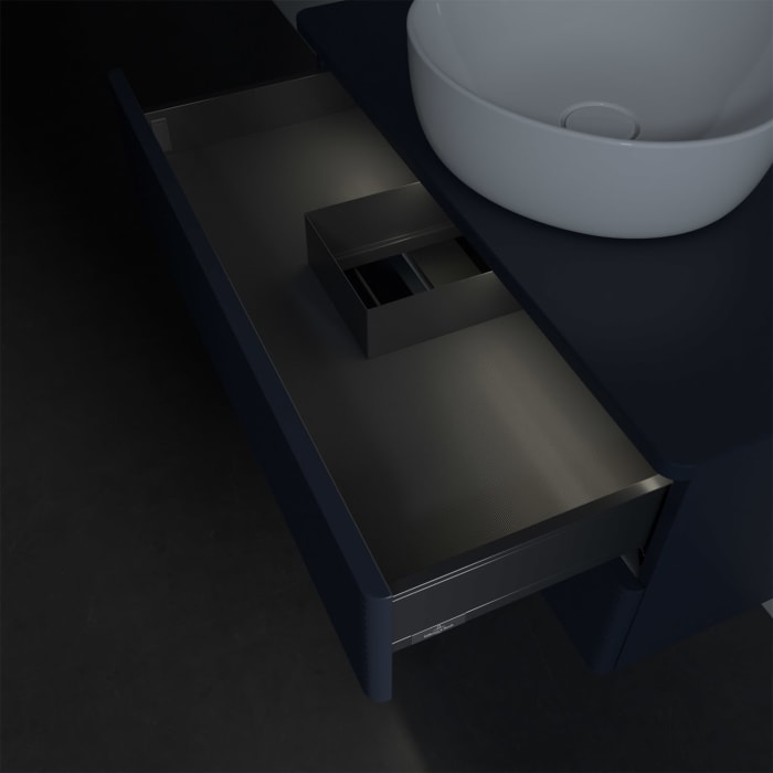 Villeroy & Boch Antao Waschbeckenunterschrank, 80 x 36 cm, 2 Auszüge mit LED-Licht, Front mit Struktur, ohne Hahnloch