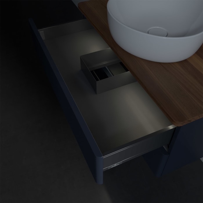 Villeroy & Boch Antao Waschbeckenunterschrank, 80 x 36 cm, 2 Auszüge mit LED-Licht, Front mit Struktur, mit Hahnloch