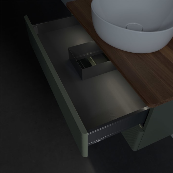 Villeroy & Boch Antao Waschbeckenunterschrank, 80 x 36 cm, 2 Auszüge mit LED-Licht, Front mit Struktur, mit Hahnloch