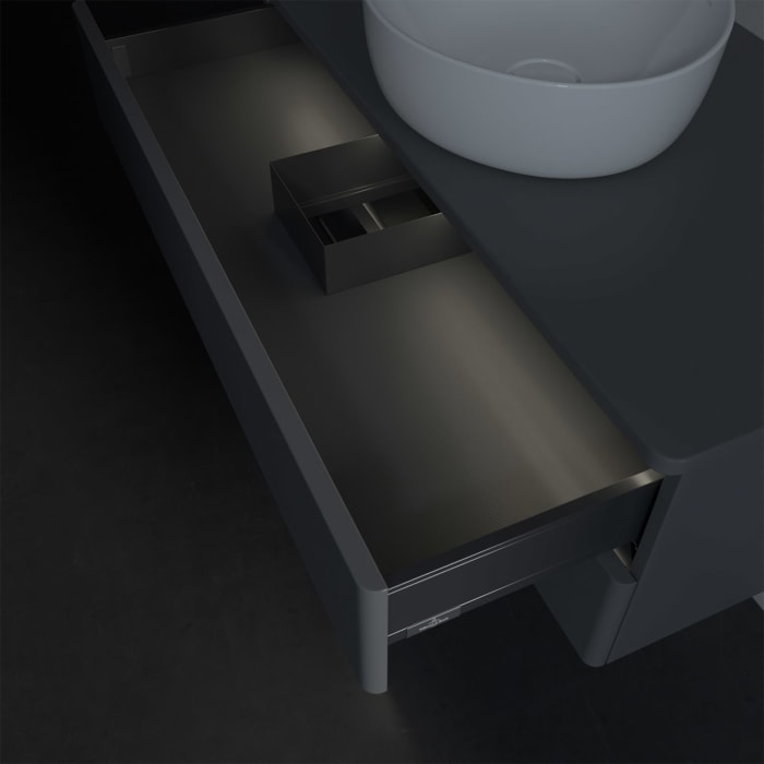 Villeroy & Boch Antao Waschbeckenunterschrank, 100 x 36 cm, 2 Auszüge mit LED-Licht, Front ohne Struktur, ohne Hahnloch